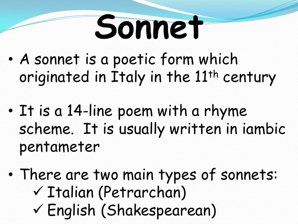 Basic Sonnet Forms